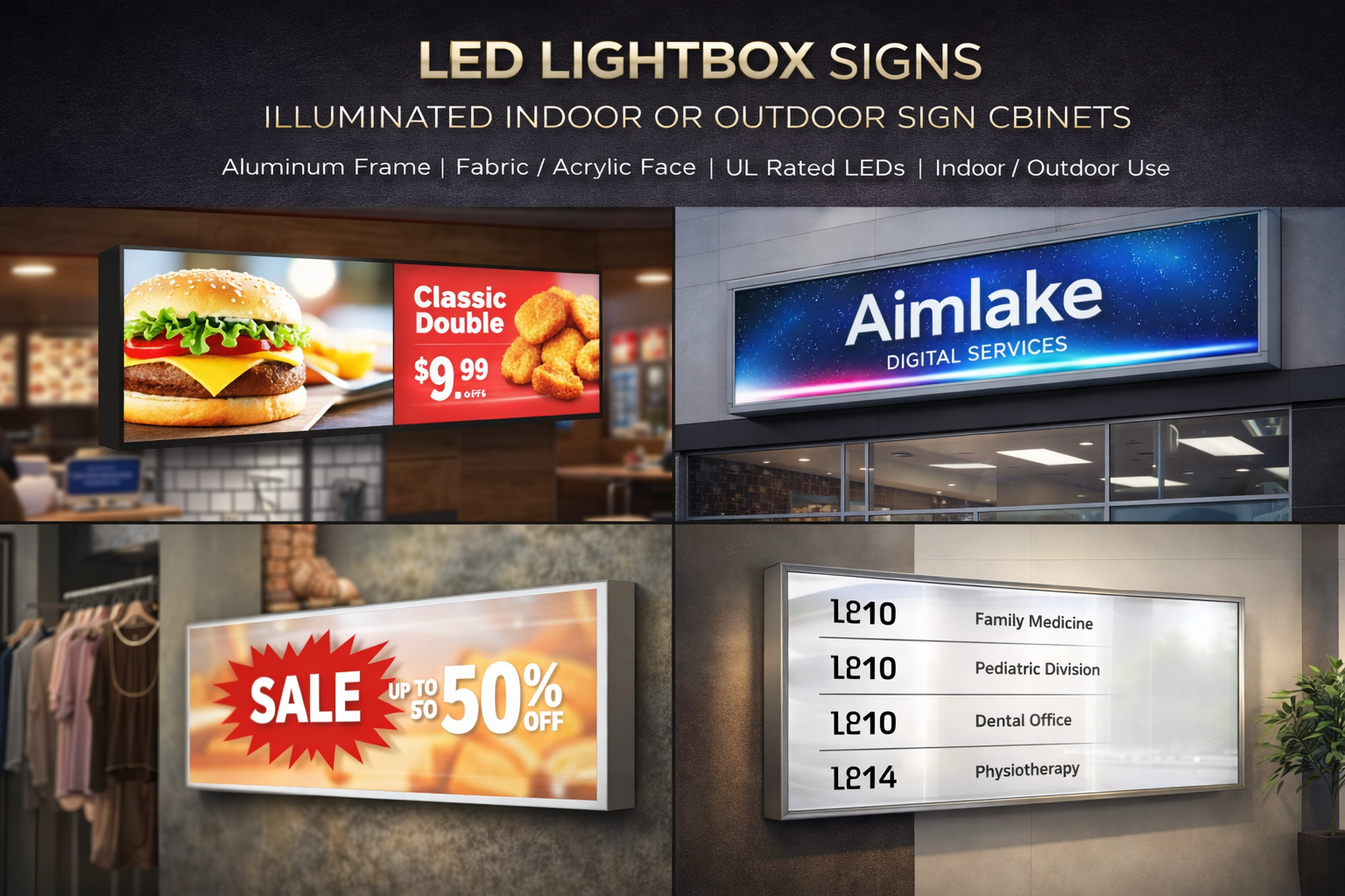 LED lightbox signs example