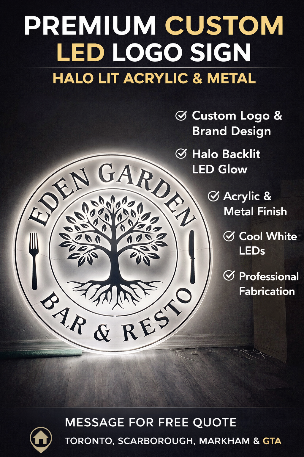 Backlit panel signs example