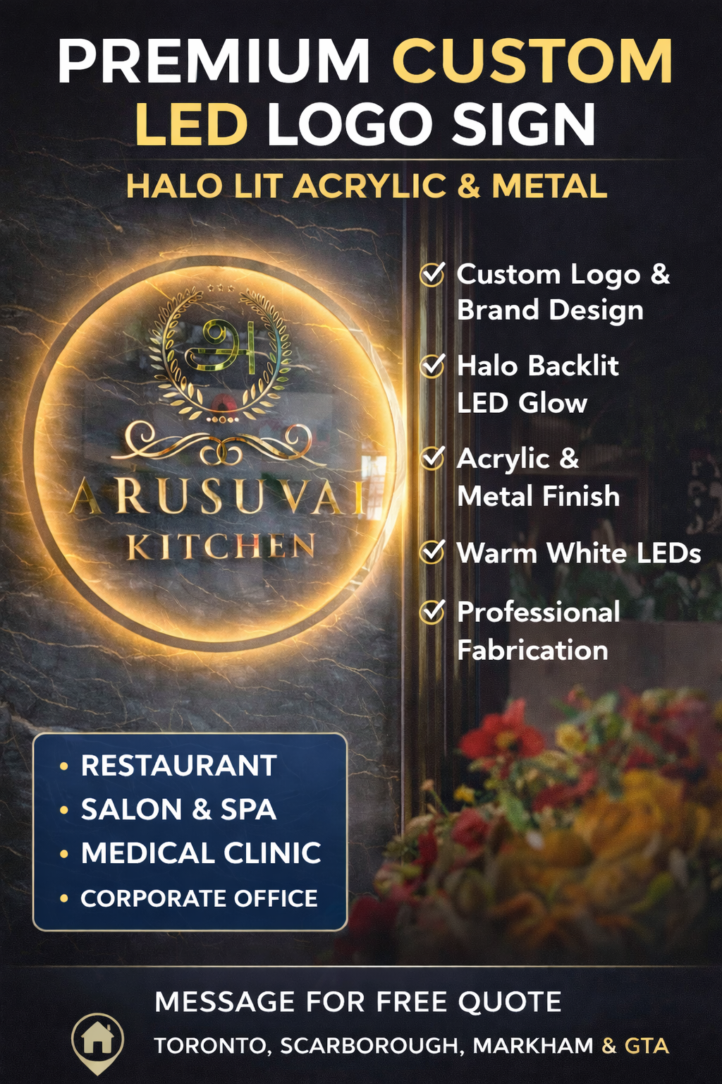 Round LED lightbox sign example
